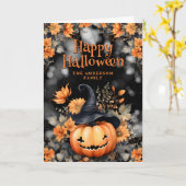 Carte Joli Halloween Citrouille Fantôme photo Happy (Fleur jaune)