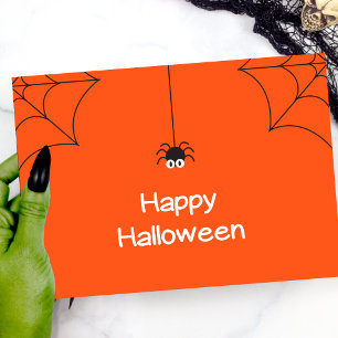 Carte Joli Halloween Hanging Spider avec Web