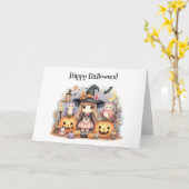 Carte Joli Halloween Kawaii Salutation (Fleur jaune)