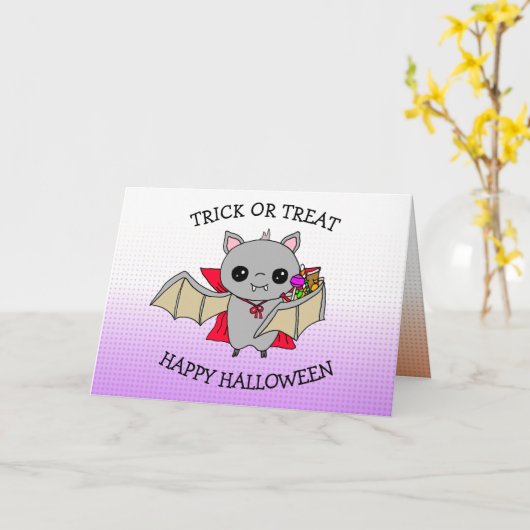 Carte Joli Halloween Trick ou le traitement sac tenant C (Fleur jaune)