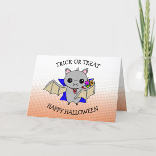 Carte Joli Halloween Trick ou le traitement sac tenant C