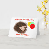 Carte Joli hérisson Anniversaire ajouter nom (Fleur jaune)