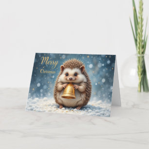 Carte Joli hérisson de Noël bois douillet