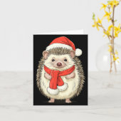 Carte Joli hérisson de Noël Santa (Fleur jaune)