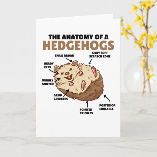 Carte Joli Hérisson Explication Anatomie D'Un Hérisson (Fleur jaune)