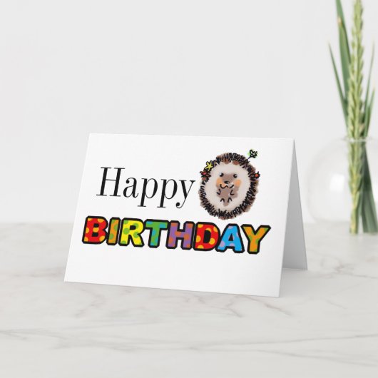 Carte joli hérisson joyeux (Devant)