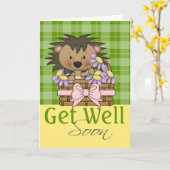 Carte Joli Hérisson, Va Bien Bientôt (Fleur jaune)