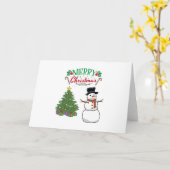 Carte Joli Homme De Neige De Noël Avec Chat (Fleur jaune)