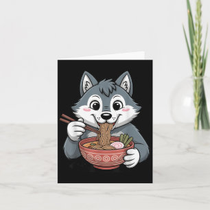 Carte Joli Husky mangeant des Ramen Japonais Chien Kawai