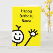Carte Joli Jaune Petit Sourire Visage agitant Anniversai (Fleur jaune)