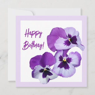 Carte Joli joli anniversaire joli violet pansé fleuri