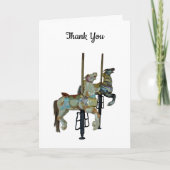 Carte Joli Joyeux Parcours Carrousel Chevaux Merci (Devant)