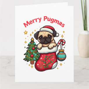 Carte Joli "Joyeux Pug Noël" Pug de Noël