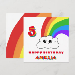 Carte Joli Kawaii Nuage Arc-en-ciel Enfants Joyeux Anniv