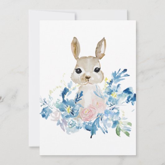 Carte Joli lapin avec fleurs d'aquarelle (Dos)
