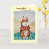 Carte Joli lapin brun et des fleurs pour quelqu'un spéci (Fleur jaune)