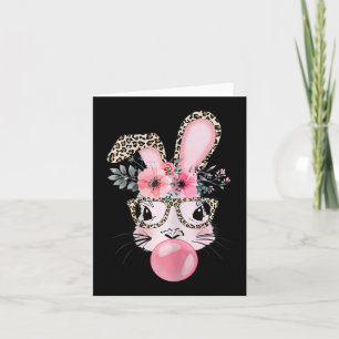 Carte Joli lapin Bubble Gum Jour de Pâques Bunny Leopard