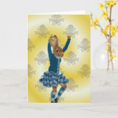 Carte Joli lapin Danseur écossais des montagnes (Fleur jaune)