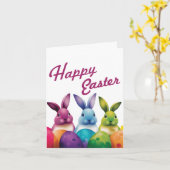 Carte Joli lapin de Pâques (Fleur jaune)