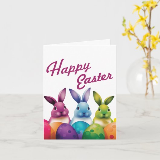 Carte Joli lapin de Pâques (Fleur jaune)