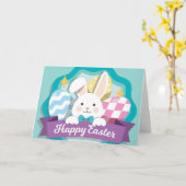 Carte Joli Lapin de Pâques (Fleur jaune)