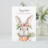 Carte Joli lapin de Pâques aux carottes (Debout devant)