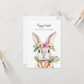 Carte Joli lapin de Pâques aux carottes (Devant/Arrière en situation)