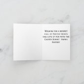 Carte Joli lapin de Pâques blanc portant un œuf de Pâque (Intérieur)