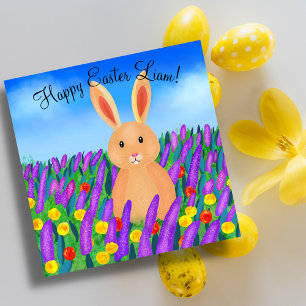 Carte Joli lapin de Pâques dans les fleurs