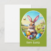 Carte Joli lapin de Pâques dans un paysage - (Devant / Derrière)
