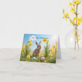Carte Joli lapin de Pâques et jonquille (Fleur jaune)