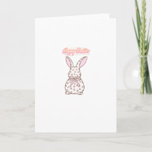 Carte Joli Lapin de Pâques Rose