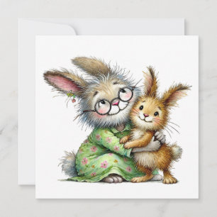 Carte Joli lapin fantaisiste pour la fête des mères pour