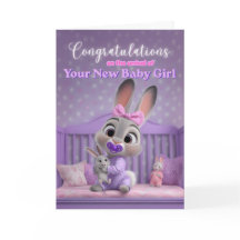 Joli Lapin Félicitations pour une Nouvelle Bébé Fi
