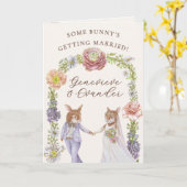 Carte Joli lapin Floral Lapin Mariage Félicitations (Fleur jaune)