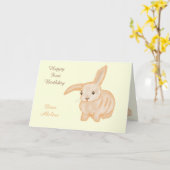 Carte Joli lapin lapin Brown - transparent sur jaune. (Fleur jaune)