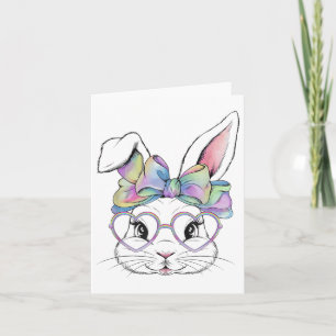 Carte Joli lapin lapin Face Tie Dye Gles Girl Happy Eas
