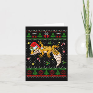 Carte Joli Leopard Gecko Santa Hat Laid Christmas