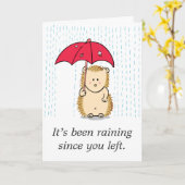 Carte Joli mais pitoyable hérisson trempé dans la pluie (Fleur jaune)