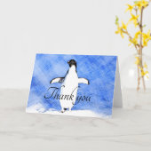 Carte Joli manchot merci (Fleur jaune)