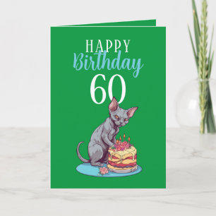 Carte Joli Mari de Sphynx Vert et Bleu 60e anniversaire