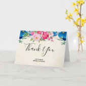 Carte Joli Mariage de frontière rose et bleu (Fleur jaune)