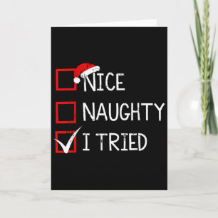 Carte Joli Méchant J'ai Essayé Liste de Noël Xmas Père N