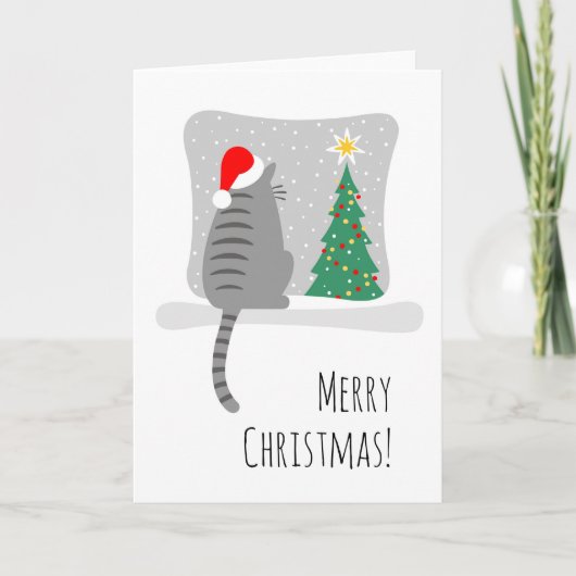 Carte Joli Meowy Noël Arbre Chat Neige (Devant)