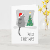 Carte Joli Meowy Noël Arbre Chat Neige (Fleur jaune)