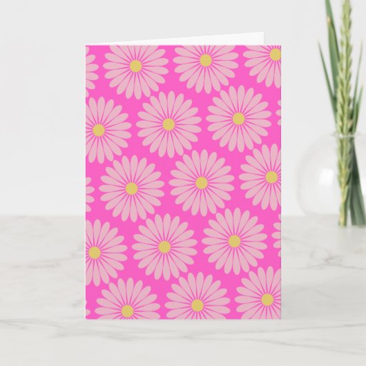 Carte Joli Motif de fleurs scandinave rétro rose (Devant)