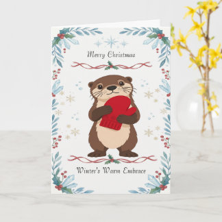 Carte Joli Noël de loutre d'hiver