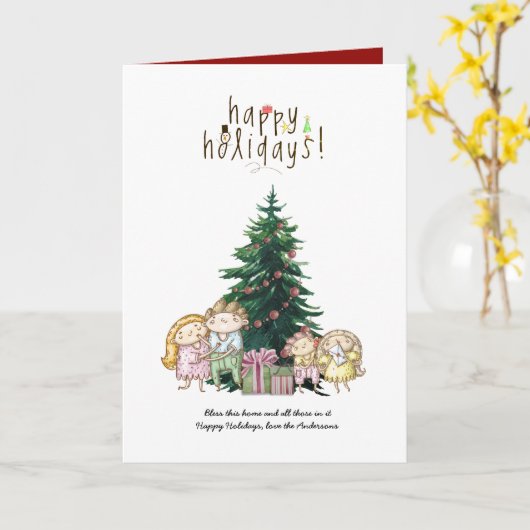 Carte Joli Noël dessiné à la main (Fleur jaune)