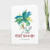 Carte Joli Noël Florida Père Noël Aquarelle (Devant)