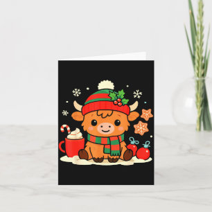 Carte Joli Noël Highland Vache Génisse Xmas Ferme Anima